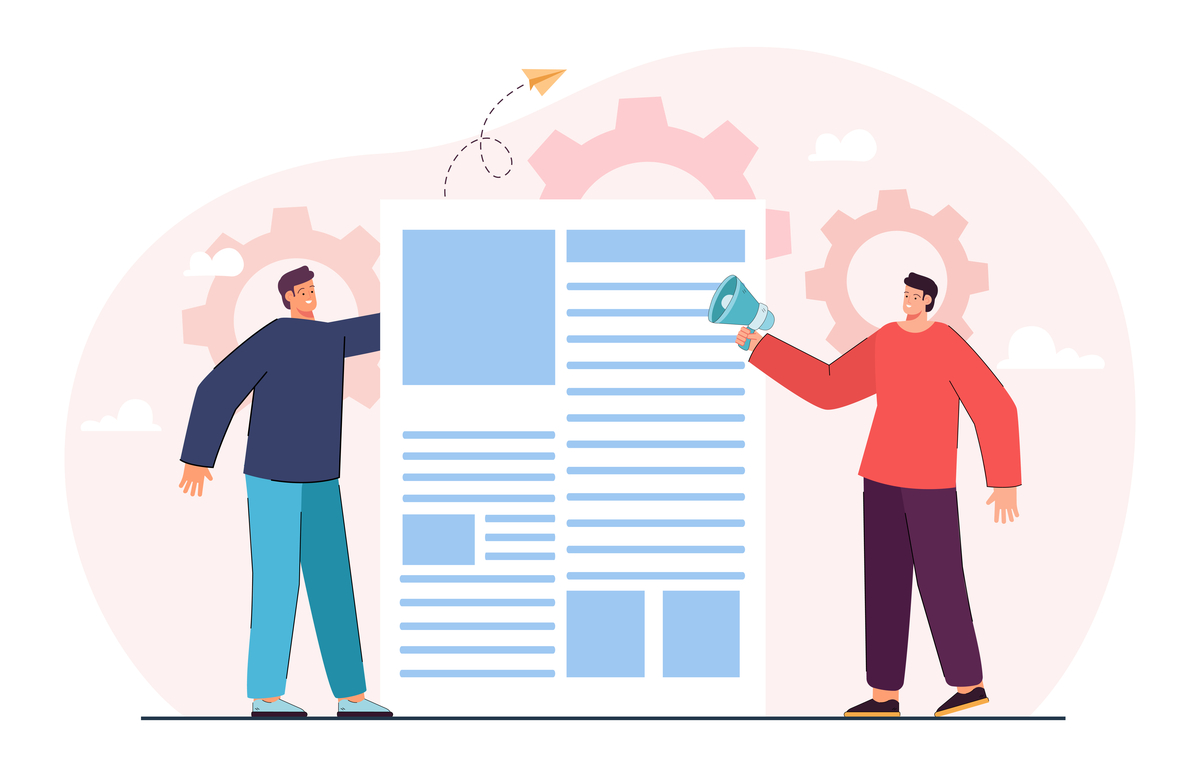 Illustration of marketers promoting a whitepaper to build vertical-specific lead ecosystems through smart syndication.