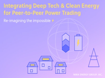 Cover page of a white paper titled ‘Decentralized Energy Futures: Integrating Deep Tech & Clean Energy for Peer-to-Peer Power Trading,’ featuring minimalist illustrations of homes, a battery, a power icon, and a globe-like network grid, representing decentralized clean-energy systems.