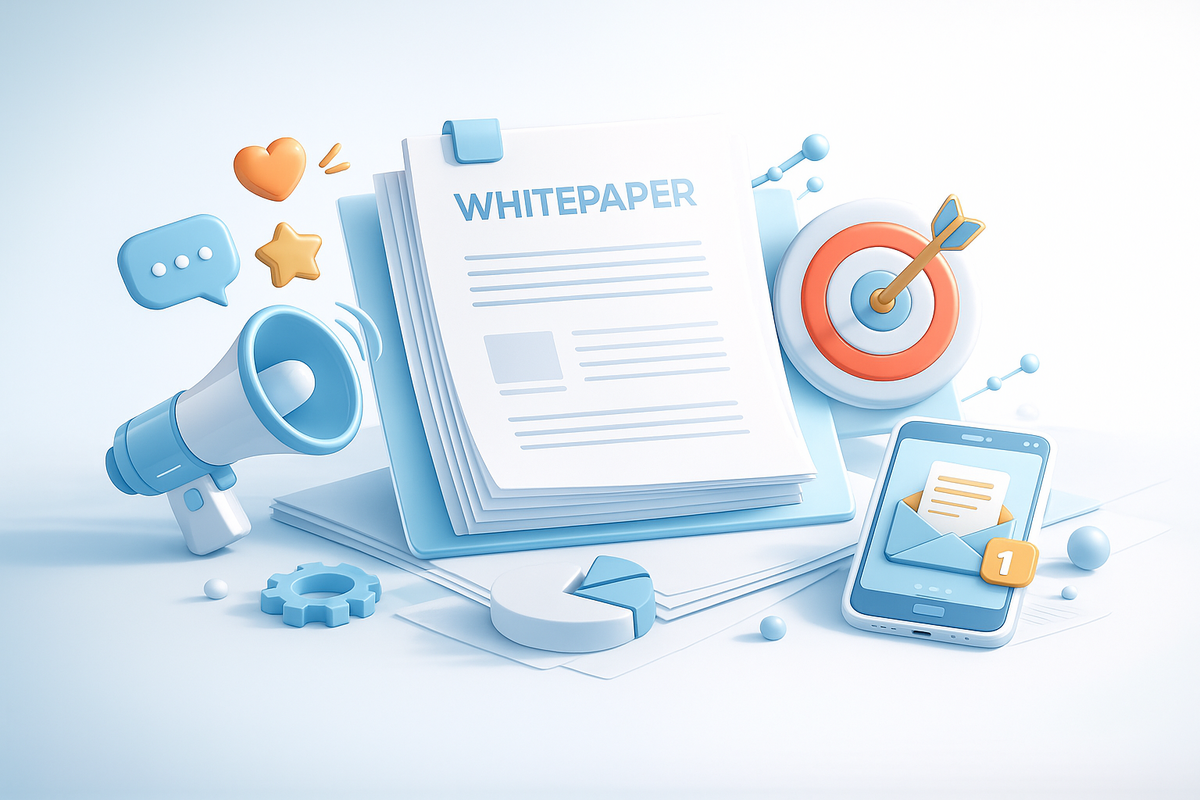 Strategic whitepaper promotion across multiple B2B marketing channels.