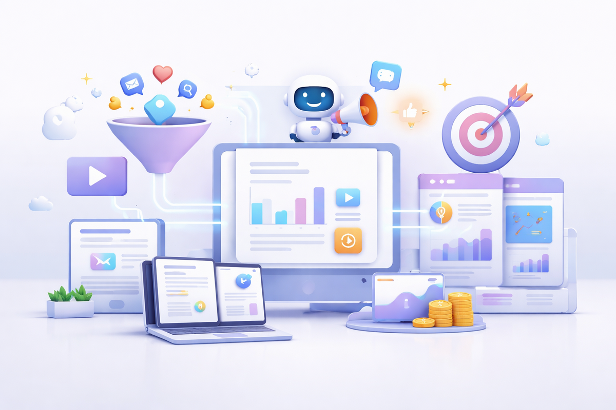 AI workflow illustrating multi-touch whitepaper campaign sequence.
