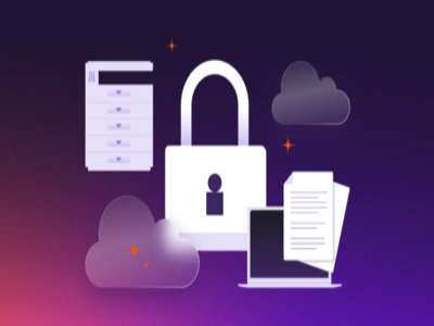 Illustration showing enterprise IT security challenges across cloud, data, and access systems