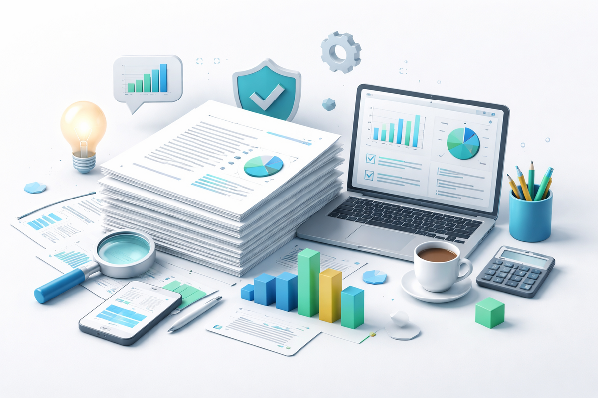 B2B professionals reviewing whitepapers for strategic decision-making