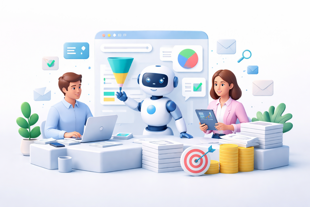 AI agent analyzing B2B sales leads and whitepaper engagement data