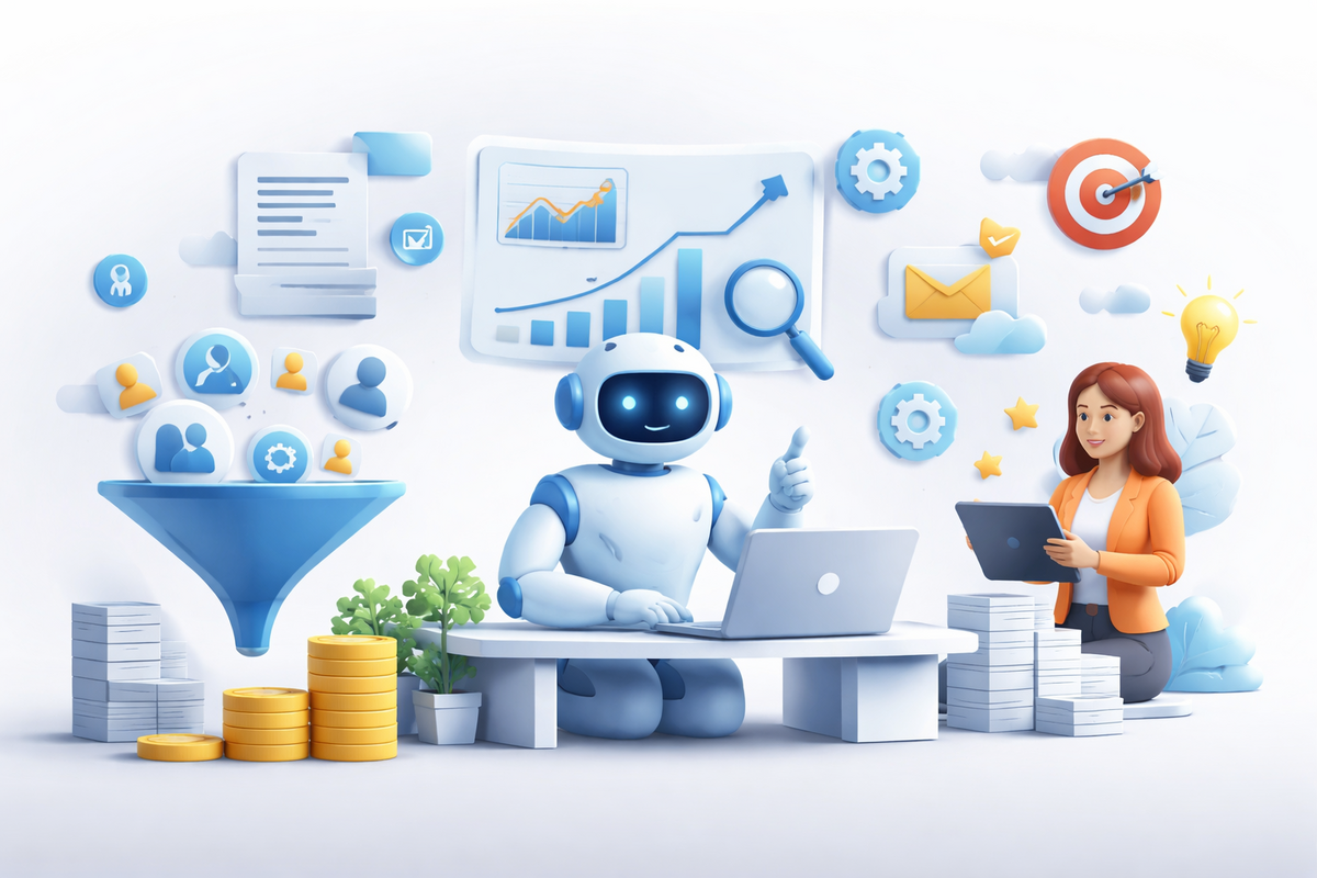 Artificial intelligence analyzing data for B2B whitepaper research and insights