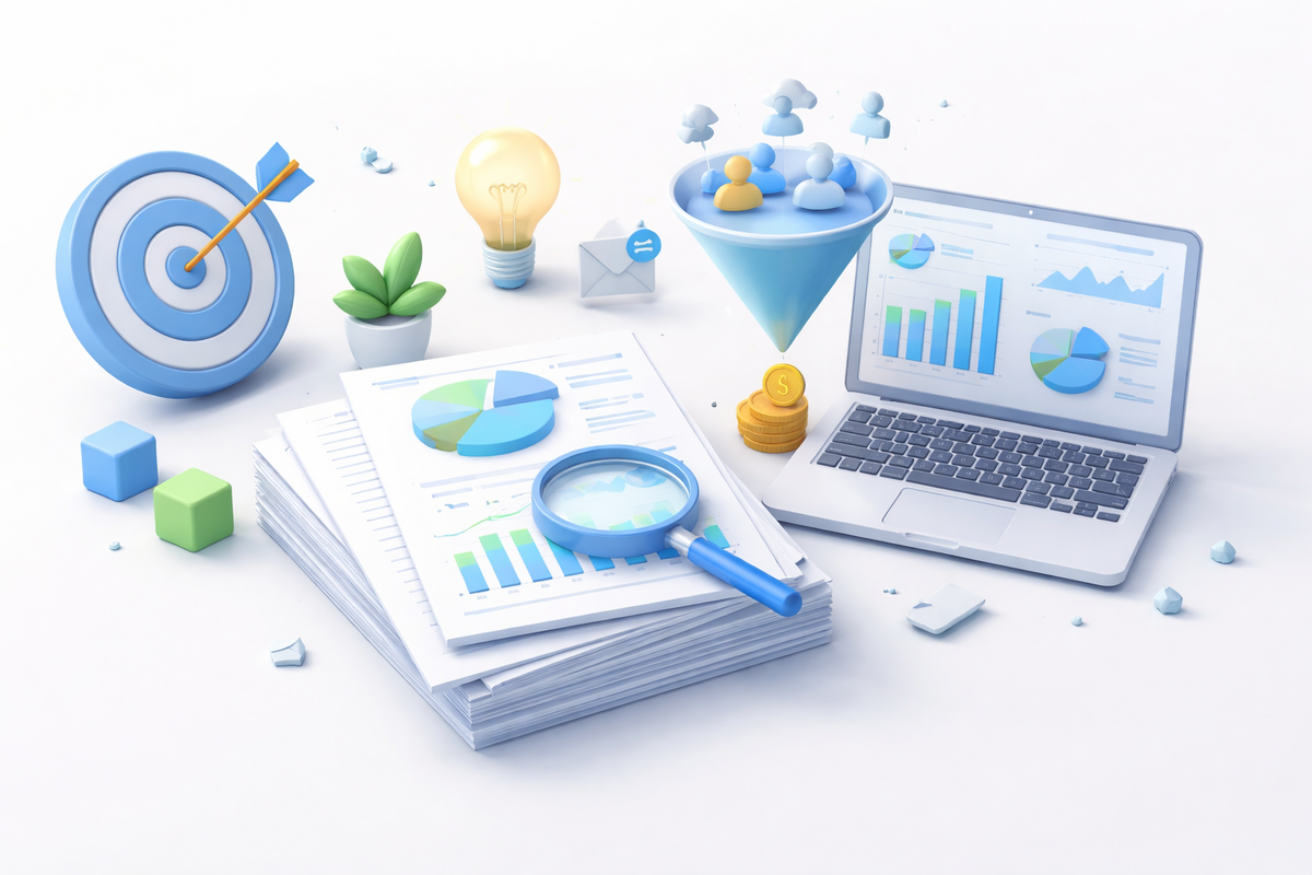 Business professionals reviewing a whitepaper during B2B purchasing research