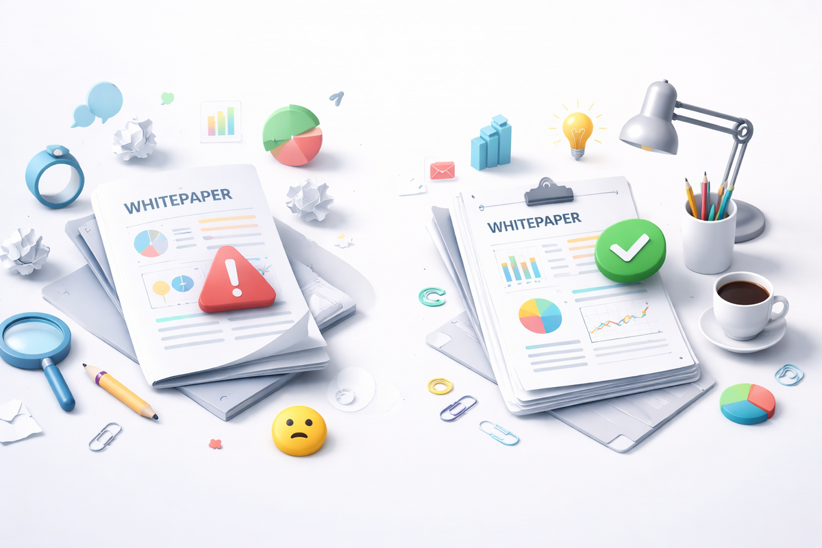 Marketing team analyzing a B2B whitepaper strategy for lead generation