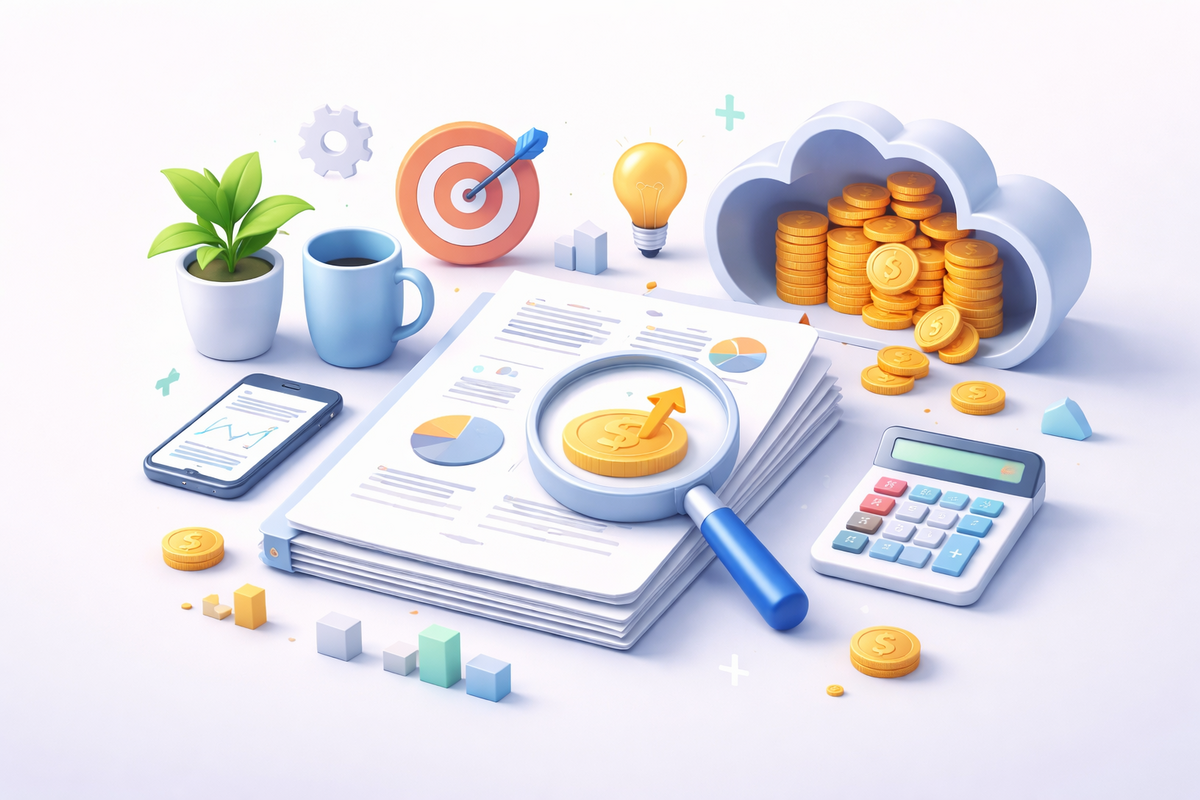 Business professionals analyzing the ROI of a B2B whitepaper marketing campaign