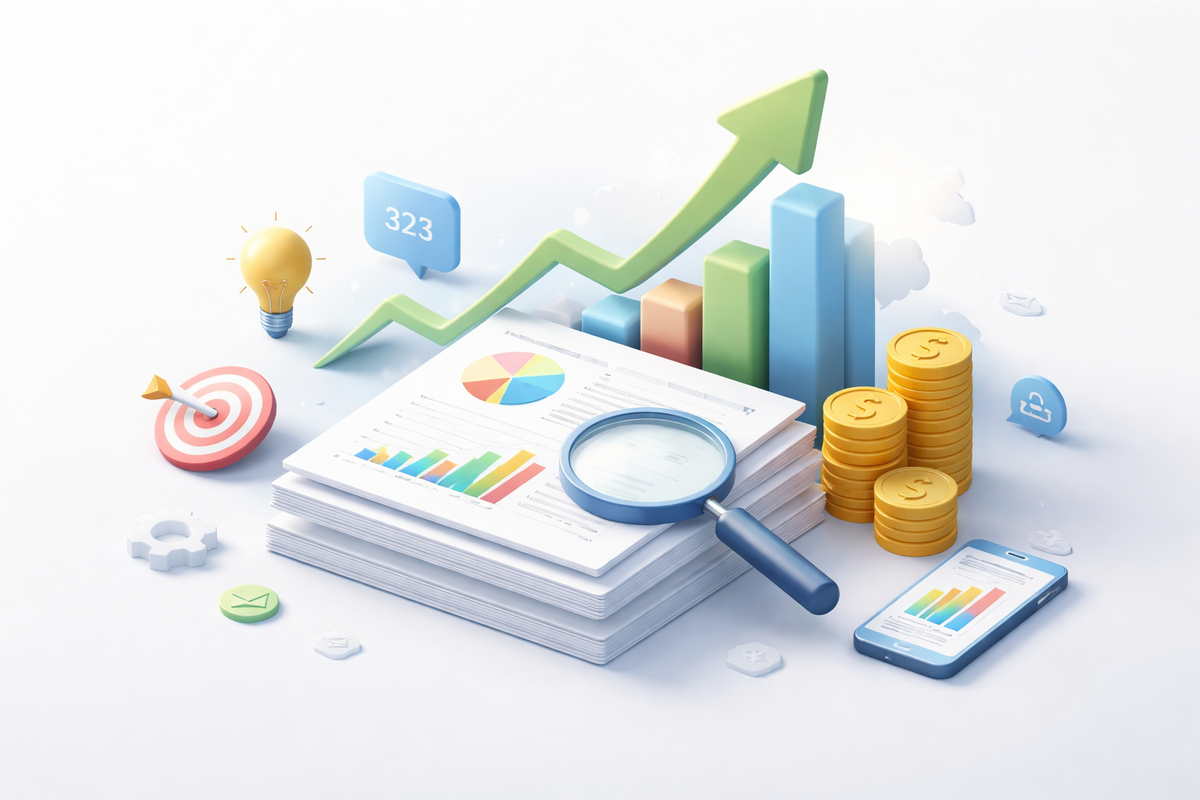 Sales team using a whitepaper to explain a B2B solution to business professionals