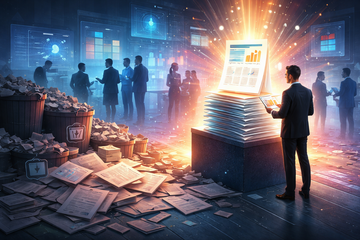 Illustration showing shift from generic content to insight-driven whitepapers in B2B marketing