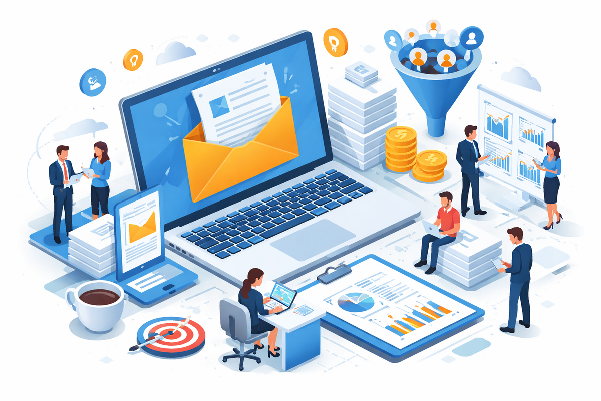 B2B email marketing campaign promoting whitepapers to nurture leads and drive engagement.