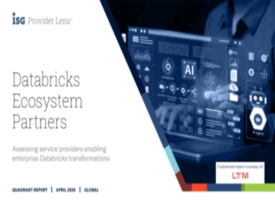 ISG Provider Lens 2026 Databricks Ecosystem Partners report cover featuring AI and enterprise data transformation.