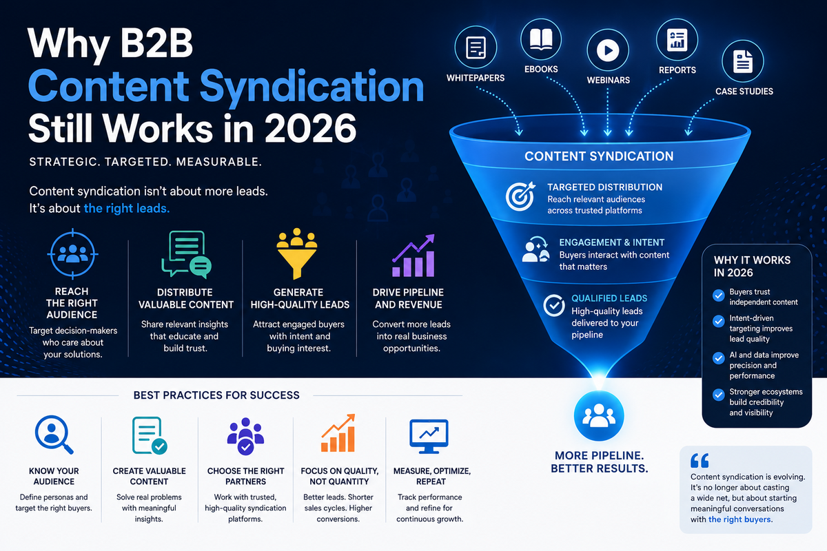 Discover how modern B2B content syndication is evolving in 2026 through intent-driven targeting, AI-powered distribution, and higher-quality lead generation.