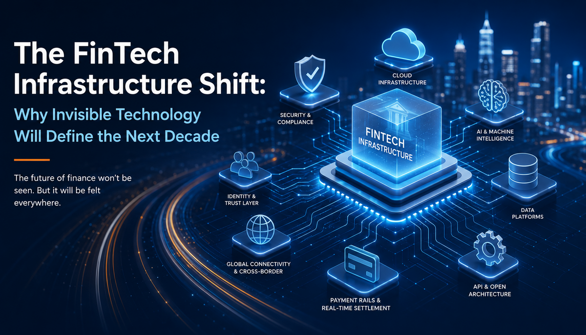 FinTech infrastructure ecosystem with AI, cloud, security, payments, and data platforms.