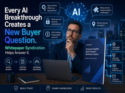 AI buyer researching technology solutions through a whitepaper.