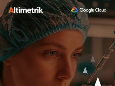 Altimetrik and Google Cloud whitepaper cover titled “The Paper Trail That Is Slowing Down Drug Development: How Agentic AI Is Changing Life Sciences Operations,” featuring a healthcare professional in a pharmaceutical laboratory.