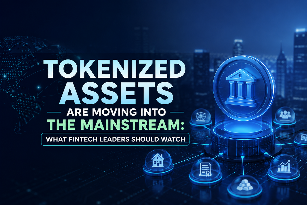 Tokenized assets concept showing digital finance, blockchain technology, and enterprise asset tokenization.