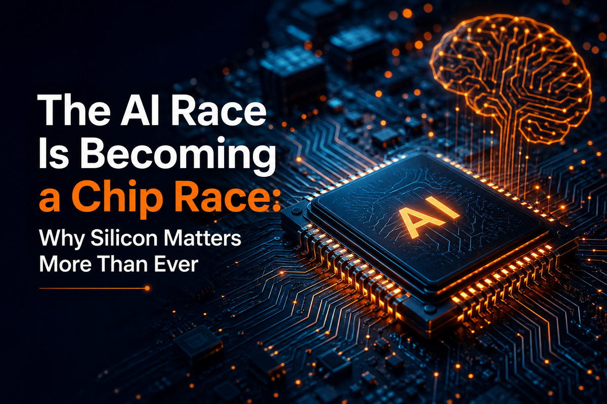 AI chip and silicon processor illustrating the race for advanced AI computing power.