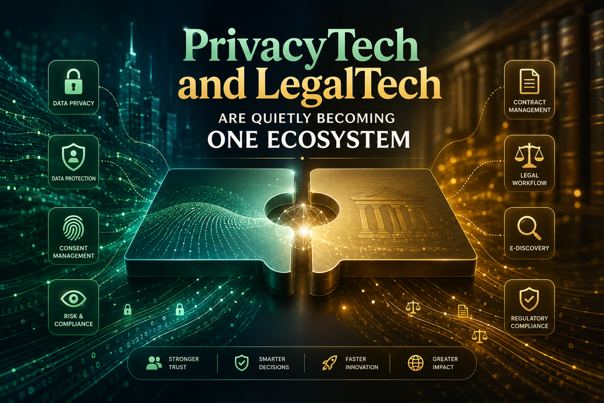PrivacyTech and LegalTech ecosystem with connected privacy and legal technology graphics.
