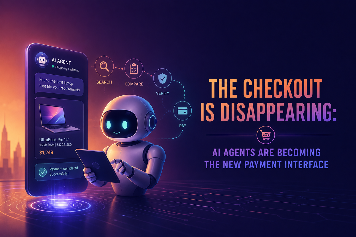 AI agent completing a secure digital payment through an autonomous checkout interface.